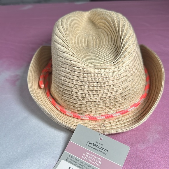 Carter's Baby Girls Kids Straw Sun Hat Size 0-9 months Easter Spring Summer Hat - Picture 9 of 12